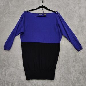 Moda‎ Int'l Sweater Medium Cashmere Blend Colorblock  Zipper 3/4 Sleeves Dolman
